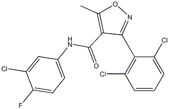 N4-(3-chloro-4-fluorophenyl)-3-(2,6-dichlorophenyl)-5-methyl-4-isoxazolecarboxamide Struktur