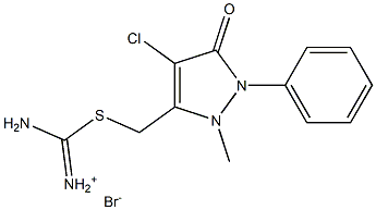 amino{[(4-chloro-2-methyl-5-oxo-1-phenyl-2,5-dihydro-1H-pyrazol-3-yl)methyl]sulfanyl}methaniminium bromide Struktur