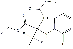 ethyl 3,3,3-trifluoro-2-(2-fluoroanilino)-2-(propionylamino)propanoate Struktur