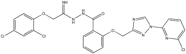 2-{[1-(6-chloro-2-pyridinyl)-1H-1,2,4-triazol-3-yl]methoxy}-N'-[2-(2,4-dichlorophenoxy)ethanimidoyl]benzenecarbohydrazide Struktur