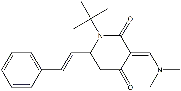 1-(tert-butyl)-3-[(dimethylamino)methylene]-6-styryldihydro-2,4(1H,3H)-pyridinedione Struktur