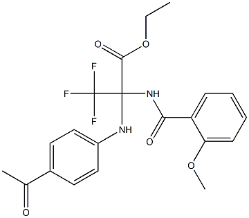 ethyl 2-(4-acetylanilino)-3,3,3-trifluoro-2-[(2-methoxybenzoyl)amino]propanoate Struktur