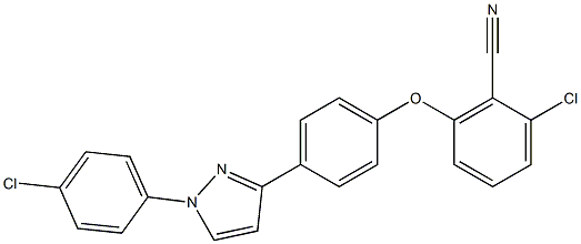 2-chloro-6-{4-[1-(4-chlorophenyl)-1H-pyrazol-3-yl]phenoxy}benzonitrile Struktur