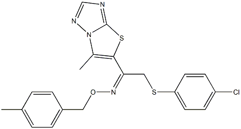 2-[(4-chlorophenyl)sulfanyl]-1-(6-methyl[1,3]thiazolo[3,2-b][1,2,4]triazol-5-yl)-1-ethanone O-(4-methylbenzyl)oxime Struktur