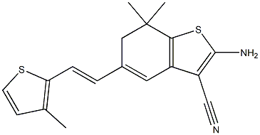 2-Amino-7,7-dimethyl-5-[2-(3-methyl-thiophen-2-yl)-vinyl]-6,7-dihydro-benzo[b]thiophene-3-carbonitrile Struktur