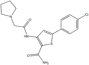 5-(4-chlorophenyl)-3-[(2-tetrahydro-1H-pyrrol-1-ylacetyl)amino]thiophene-2-carboxamide Struktur