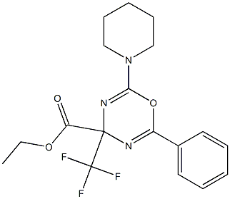 ethyl 2-phenyl-6-piperidino-4-(trifluoromethyl)-4H-1,3,5-oxadiazine-4-carboxylate Struktur