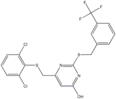 6-{[(2,6-dichlorophenyl)sulfanyl]methyl}-2-{[3-(trifluoromethyl)benzyl]sulfanyl}-4-pyrimidinol Struktur