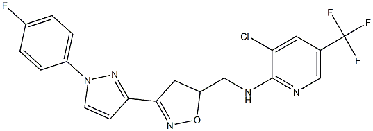 3-chloro-N-({3-[1-(4-fluorophenyl)-1H-pyrazol-3-yl]-4,5-dihydro-5-isoxazolyl}methyl)-5-(trifluoromethyl)-2-pyridinamine Struktur