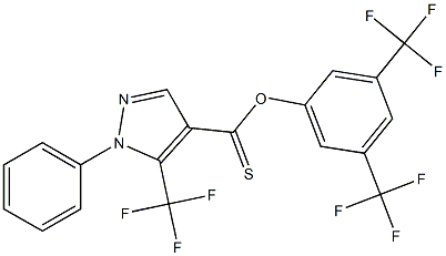 3,5-di(trifluoromethyl)phenyl 1-phenyl-5-(trifluoromethyl)-1H-pyrazole-4-carbothioate Struktur