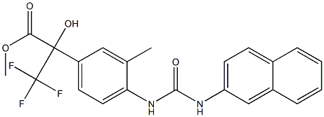 methyl 3,3,3-trifluoro-2-hydroxy-2-(3-methyl-4-{[(2-naphthylamino)carbonyl]amino}phenyl)propanoate Struktur