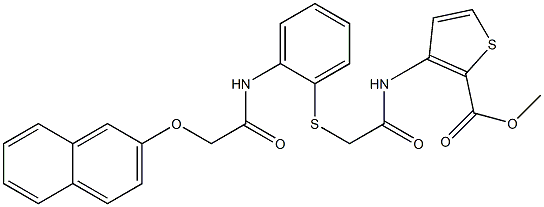 methyl 3-({2-[(2-{[2-(2-naphthyloxy)acetyl]amino}phenyl)sulfanyl]acetyl}amino)-2-thiophenecarboxylate Struktur