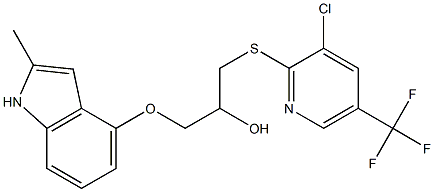 1-{[3-chloro-5-(trifluoromethyl)-2-pyridinyl]sulfanyl}-3-[(2-methyl-1H-indol-4-yl)oxy]-2-propanol Struktur