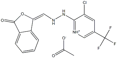 3-chloro-2-(2-{[3-oxo-2-benzofuran-1(3H)-yliden]methyl}hydrazino)-5-(trifluoromethyl)pyridinium acetate Struktur