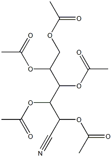 2,3-di(acetyloxy)-3-cyano-1-[1,2-di(acetyloxy)ethyl]propyl acetate Struktur