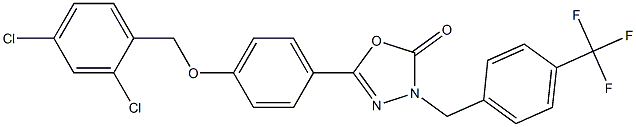 5-{4-[(2,4-dichlorobenzyl)oxy]phenyl}-3-[4-(trifluoromethyl)benzyl]-1,3,4-oxadiazol-2(3H)-one Struktur