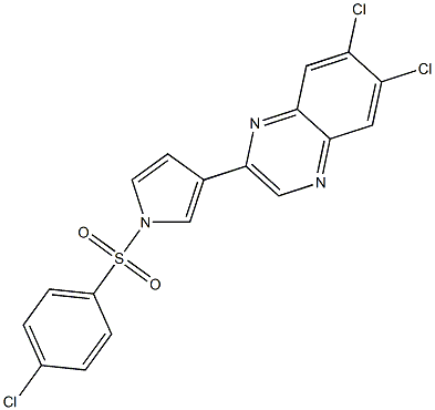 6,7-dichloro-2-{1-[(4-chlorophenyl)sulfonyl]-1H-pyrrol-3-yl}quinoxaline Struktur