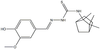 N1-(2,3,3-trimethylbicyclo[2.2.1]hept-2-yl)-2-(4-hydroxy-3-methoxybenzylidene)hydrazine-1-carbothioamide Struktur