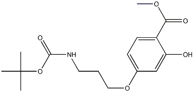 methyl 4-{3-[(tert-butoxycarbonyl)amino]propoxy}-2-hydroxybenzenecarboxylate Struktur