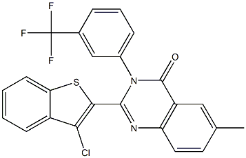 2-(3-chlorobenzo[b]thiophen-2-yl)-6-methyl-3-[3-(trifluoromethyl)phenyl]-3, 4-dihydroquinazolin-4-one Struktur