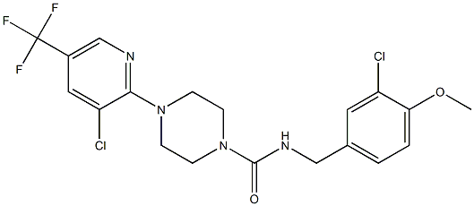 N-(3-chloro-4-methoxybenzyl)-4-[3-chloro-5-(trifluoromethyl)-2-pyridinyl]tetrahydro-1(2H)-pyrazinecarboxamide Struktur