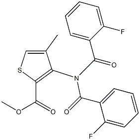 methyl 3-[bis(2-fluorobenzoyl)amino]-4-methyl-2-thiophenecarboxylate Struktur