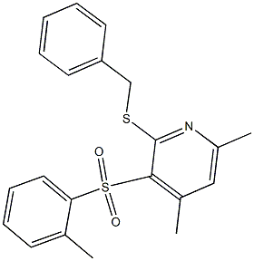 2-(benzylsulfanyl)-4,6-dimethyl-3-[(2-methylphenyl)sulfonyl]pyridine Struktur