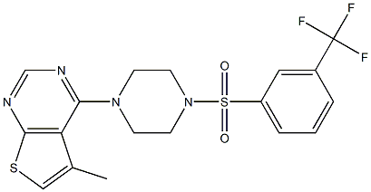 5-methyl-4-(4-{[3-(trifluoromethyl)phenyl]sulfonyl}piperazino)thieno[2,3-d]pyrimidine Struktur