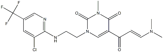 1-(2-{[3-chloro-5-(trifluoromethyl)-2-pyridinyl]amino}ethyl)-5-[3-(dimethylamino)acryloyl]-3-methyl-2,4(1H,3H)-pyrimidinedione Struktur