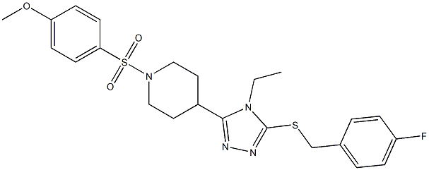 4-{4-ethyl-5-[(4-fluorobenzyl)sulfanyl]-4H-1,2,4-triazol-3-yl}-1-[(4-methoxyphenyl)sulfonyl]piperidine Struktur