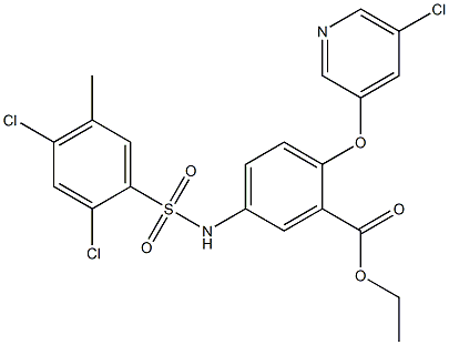 ethyl 2-[(5-chloro-3-pyridyl)oxy]-5-{[(2,4-dichloro-5-methylphenyl)sulfonyl]amino}benzoate Struktur