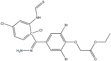 ethyl 2-(2,6-dibromo-4-{2-[(2,5-dichloroanilino)carbothioyl]carbohydrazonoyl}phenoxy)acetate Struktur