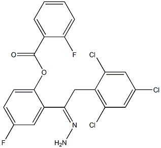 4-fluoro-2-[2-(2,4,6-trichlorophenyl)ethanhydrazonoyl]phenyl 2-fluorobenzoate Struktur