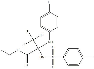 ethyl 3,3,3-trifluoro-2-(4-fluoroanilino)-2-{[(4-methylphenyl)sulfonyl]amino}propanoate Struktur