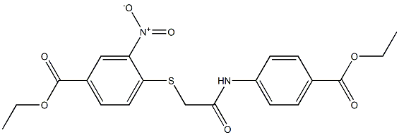 ethyl 4-({2-[4-(ethoxycarbonyl)anilino]-2-oxoethyl}thio)-3-nitrobenzoate Struktur