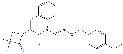 2-(3,3-dimethyl-2-oxo-1-azetanyl)-N-({[(4-methoxybenzyl)oxy]imino}methyl)-3-phenylpropanamide Struktur