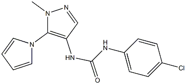 N-(4-chlorophenyl)-N'-[1-methyl-5-(1H-pyrrol-1-yl)-1H-pyrazol-4-yl]urea Struktur