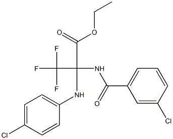 ethyl 2-(4-chloroanilino)-2-[(3-chlorobenzoyl)amino]-3,3,3-trifluoropropanoate Struktur