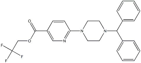 2,2,2-trifluoroethyl 6-(4-benzhydrylpiperazino)nicotinate Struktur