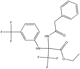 ethyl 3,3,3-trifluoro-2-[(2-phenylacetyl)amino]-2-[3-(trifluoromethyl)anilino]propanoate Struktur