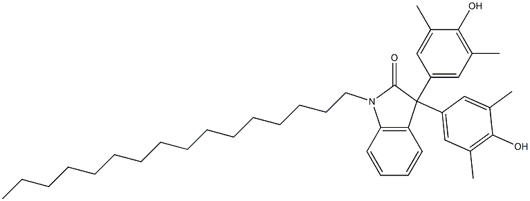 1-hexadecyl-3,3-di(4-hydroxy-3,5-dimethylphenyl)indolin-2-one Struktur