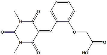 2-(2-{[1,3-dimethyl-2,4,6-trioxotetrahydro-5(2H)-pyrimidinyliden]methyl}phenoxy)acetic acid Struktur