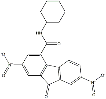 N4-cyclohexyl-2,7-dinitro-9-oxo-9H-fluorene-4-carboxamide Struktur