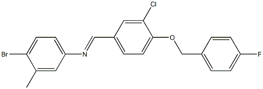 4-bromo-N-((E)-{3-chloro-4-[(4-fluorobenzyl)oxy]phenyl}methylidene)-3-methylaniline Struktur