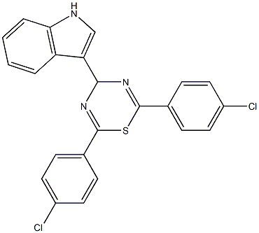 2,6-di(4-chlorophenyl)-4-(1H-indol-3-yl)-4H-1,3,5-thiadiazine Struktur