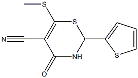 6-(methylthio)-4-oxo-2-(2-thienyl)-3,4-dihydro-2H-1,3-thiazine-5-carbonitrile Struktur