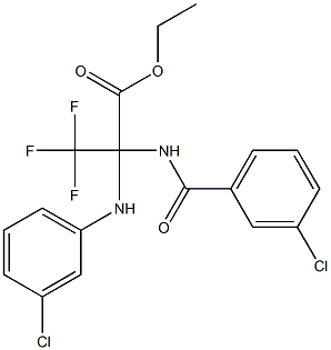 ethyl 2-(3-chloroanilino)-2-[(3-chlorobenzoyl)amino]-3,3,3-trifluoropropanoate Struktur