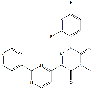 2-(2,4-difluorophenyl)-4-methyl-6-[2-(4-pyridinyl)-4-pyrimidinyl]-1,2,4-triazine-3,5(2H,4H)-dione Struktur