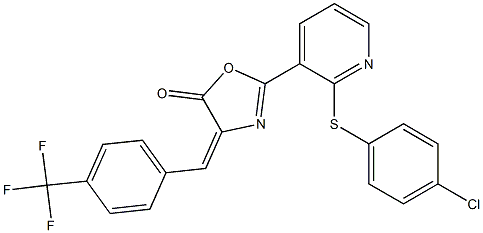 2-{2-[(4-chlorophenyl)thio]-3-pyridyl}-4-[4-(trifluoromethyl)benzylidene]-4,5-dihydro-1,3-oxazol-5-one Struktur