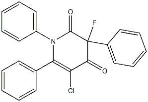 5-chloro-3-fluoro-1,3,6-triphenyl-1,2,3,4-tetrahydropyridine-2,4-dione Struktur